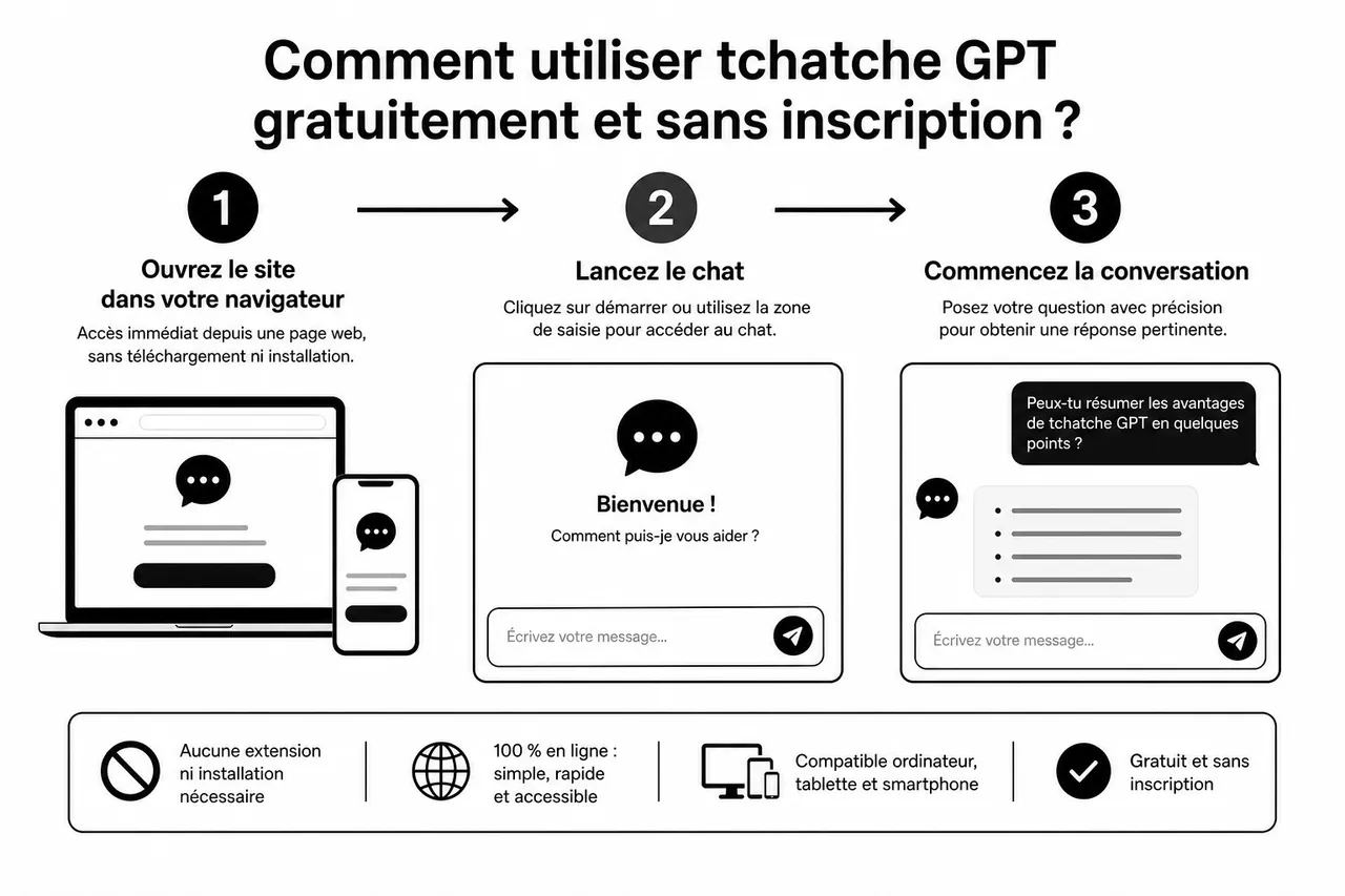 Comment profiter de tchatche GPT gratuitement sans inscription , Comment utiliser tchatche GPT gratuitement et sans inscription ?