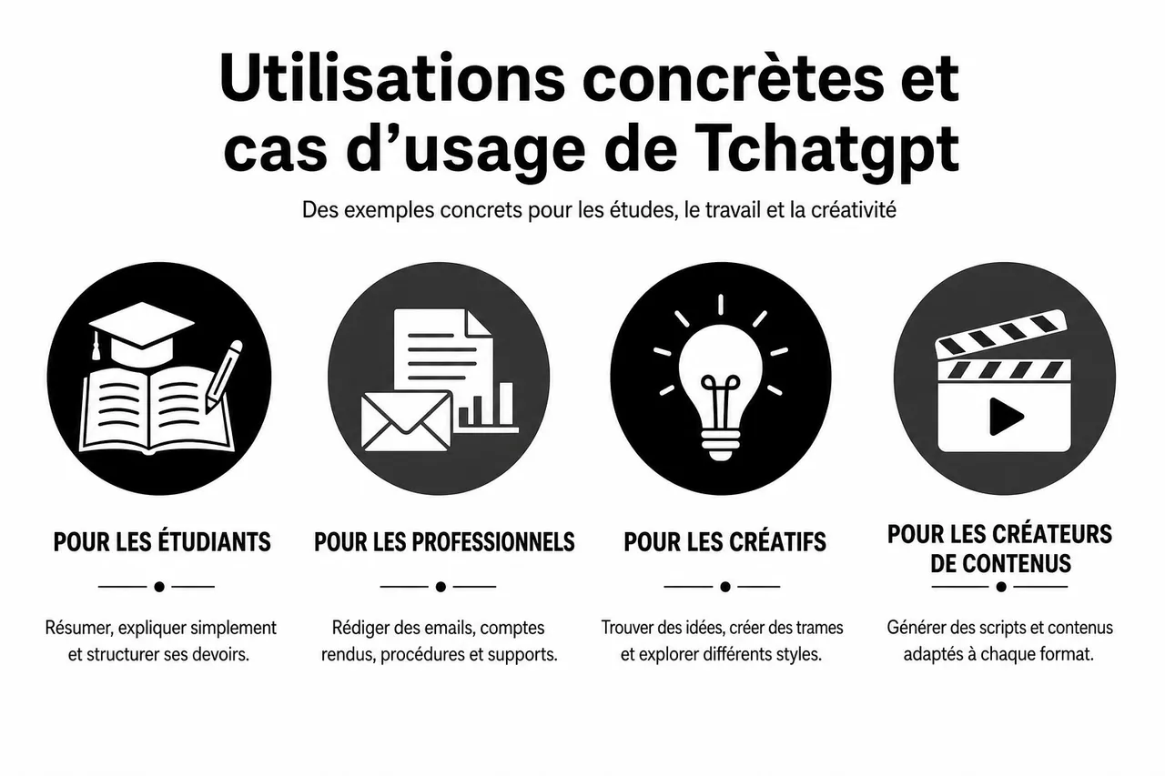 Tout savoir sur ChatGPT: guide complet pour débutants et utilisateurs avancés , Utilisations concrètes et cas d’usage de Tchatgpt