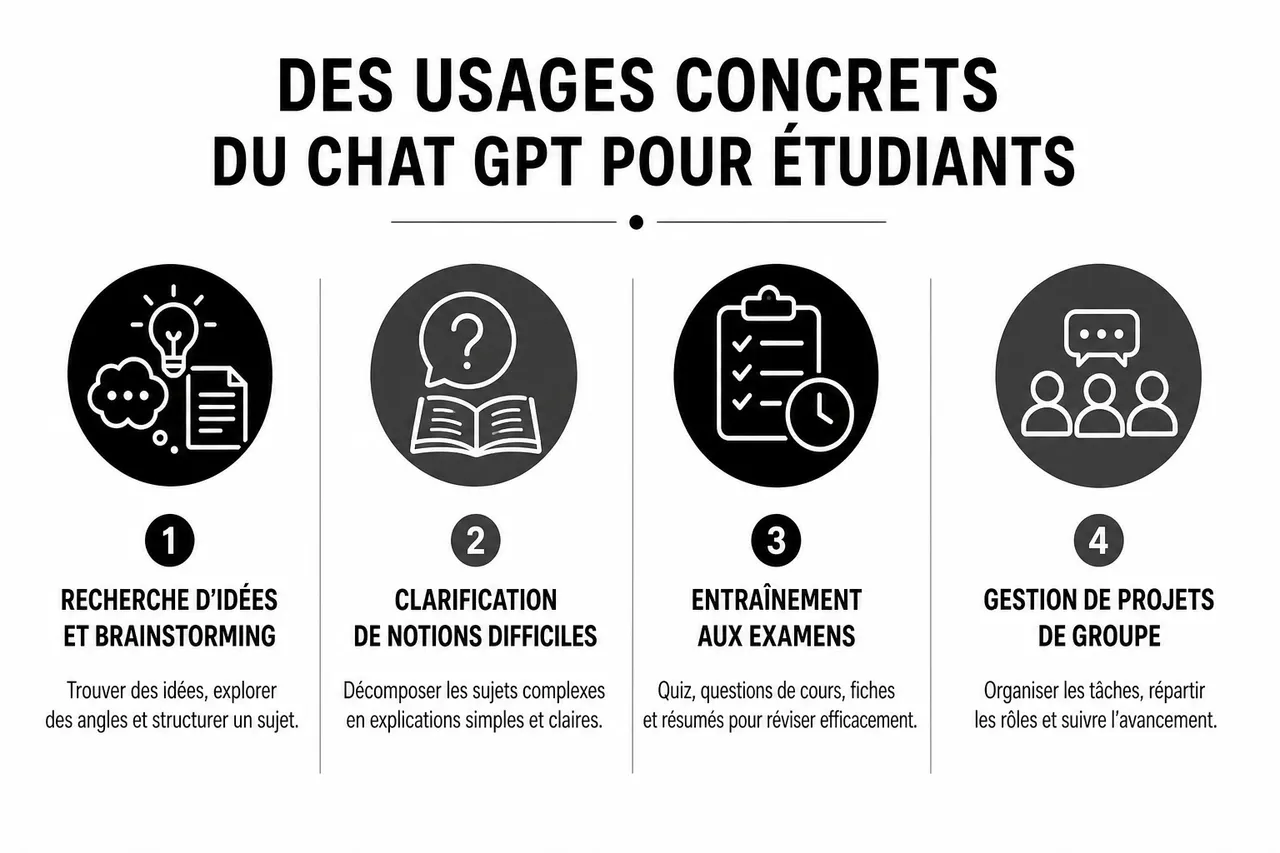 Comment utiliser un chatbot IA pour mieux réviser et réussir vos études? , Des usages concrets du chat gpt pour étudiants