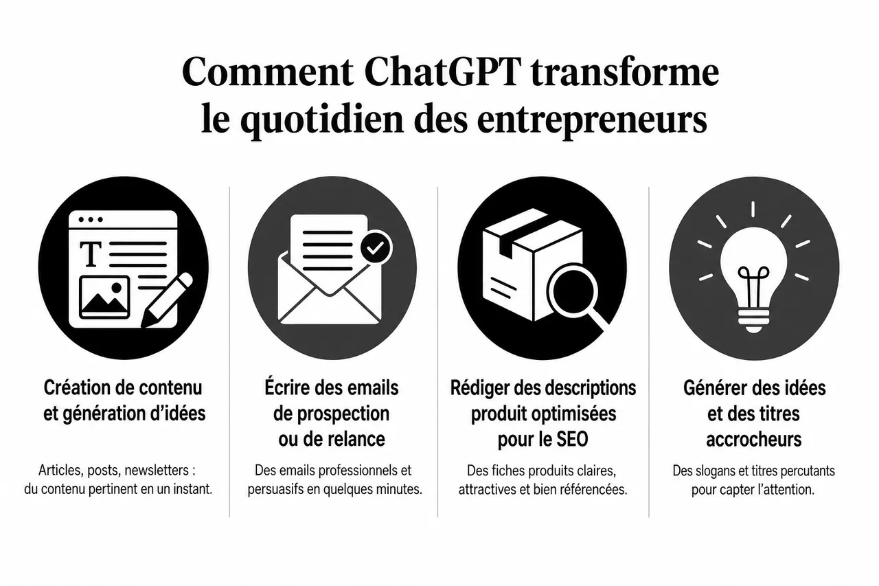 Les meilleurs usages d’un chatbot IA quand on lance sa micro-entreprise , Comment ChatGPT transforme le quotidien des entrepreneurs