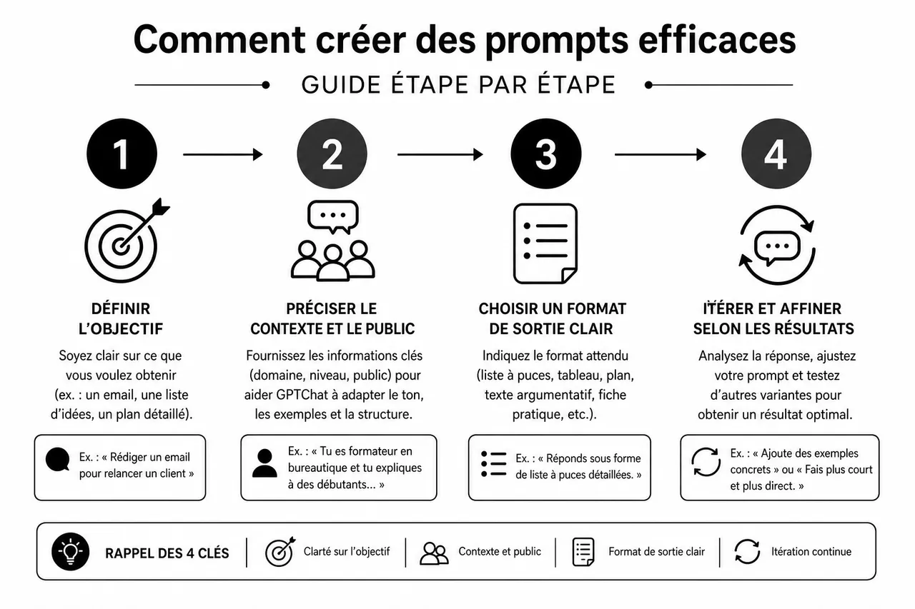 Ingénierie de prompt pour débutants, par où commencer quand on ne sait pas quoi demander , Comment créer des prompts efficaces: guide étape par étape