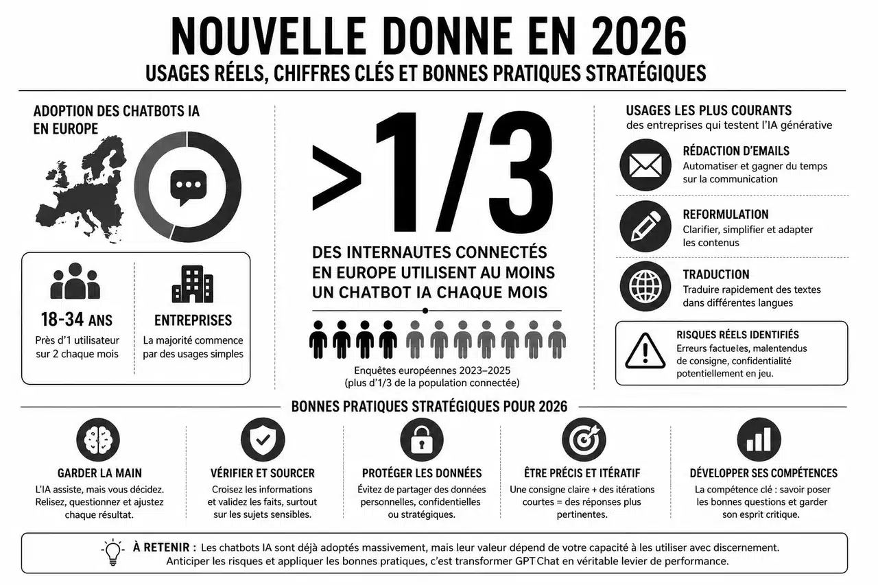 5 erreurs que tout le monde fait avec les chatbots IA (et comment les éviter) , Nouvelle donne en 2026: usages réels, chiffres clés et bonnes pratiques stratégiques