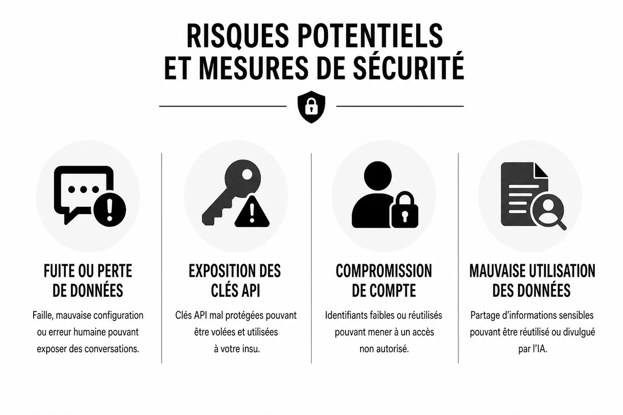 Données personnelles et chatbots IA, ce qu’il faut vraiment savoir avant de poser vos questions , Risques potentiels et mesures de sécurité