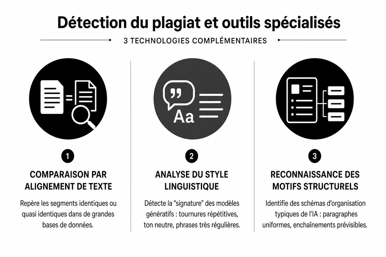Contenu généré par IA et plagiat, comment utiliser un chatbot sans copier ni se faire pénaliser , Détection du plagiat et outils spécialisés