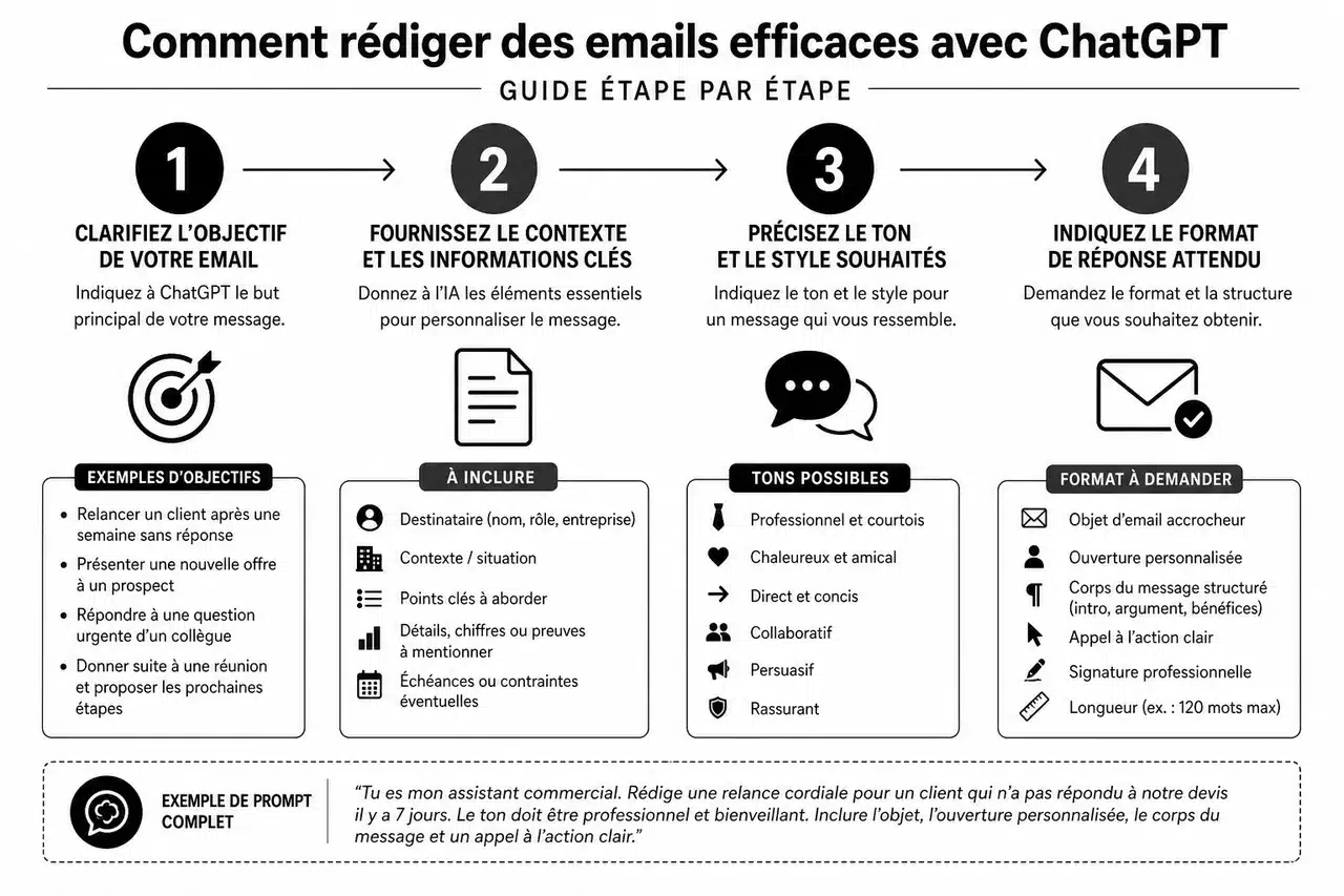 4 techniques pour faire rédiger vos emails par une IA tout en gardant votre ton naturel , Comment rédiger des emails efficaces avec ChatGPT: guide étape par étape