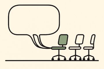 Bulle de dialogue reliee a trois sieges de bureau, ChatGPT Business facture par licence