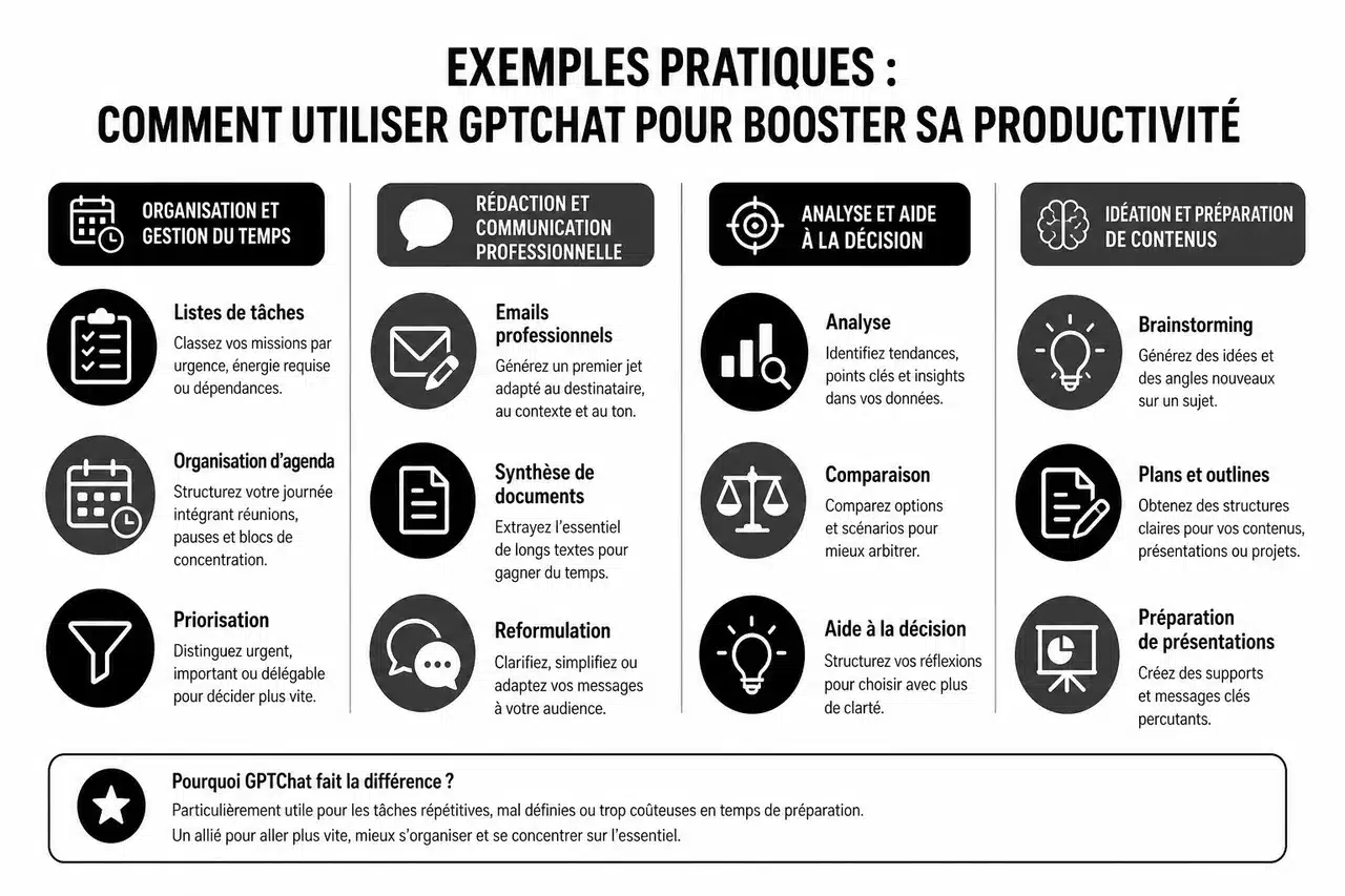 Comment booster votre productivité quotidienne avec une IA sans devenir dépendant? , Exemples pratiques: comment utiliser GPTChat pour booster sa productivité