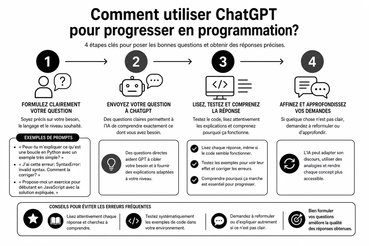 Apprendre à coder avec un chatbot IA quand on part de zéro , Comment utiliser ChatGPT pour progresser en programmation?