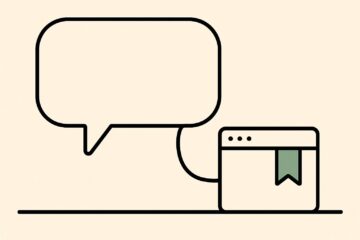 Bulle de dialogue reliee a une fenetre de navigateur portant un marque-page, illustration du referencement dans ChatGPT