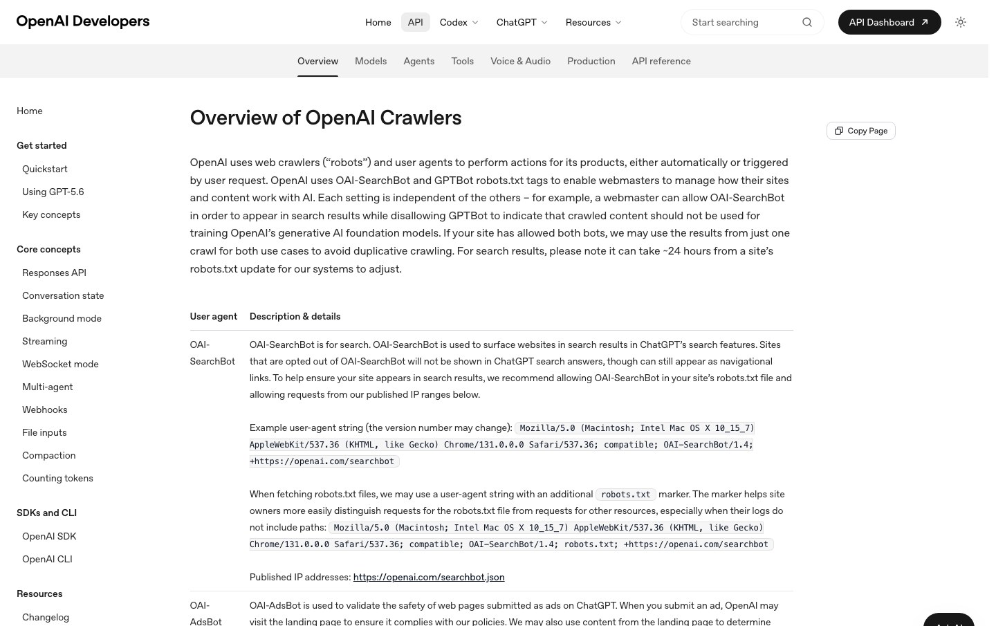 Capture de la documentation OpenAI sur OAI-SearchBot indiquant que les sites qui le bloquent ne sont pas montres dans les reponses de recherche de ChatGPT